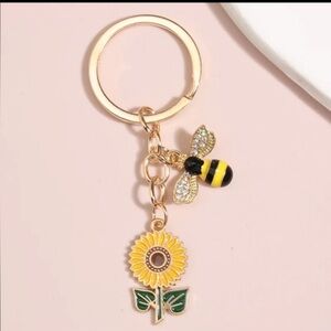 Bee and Sunflower Keychain